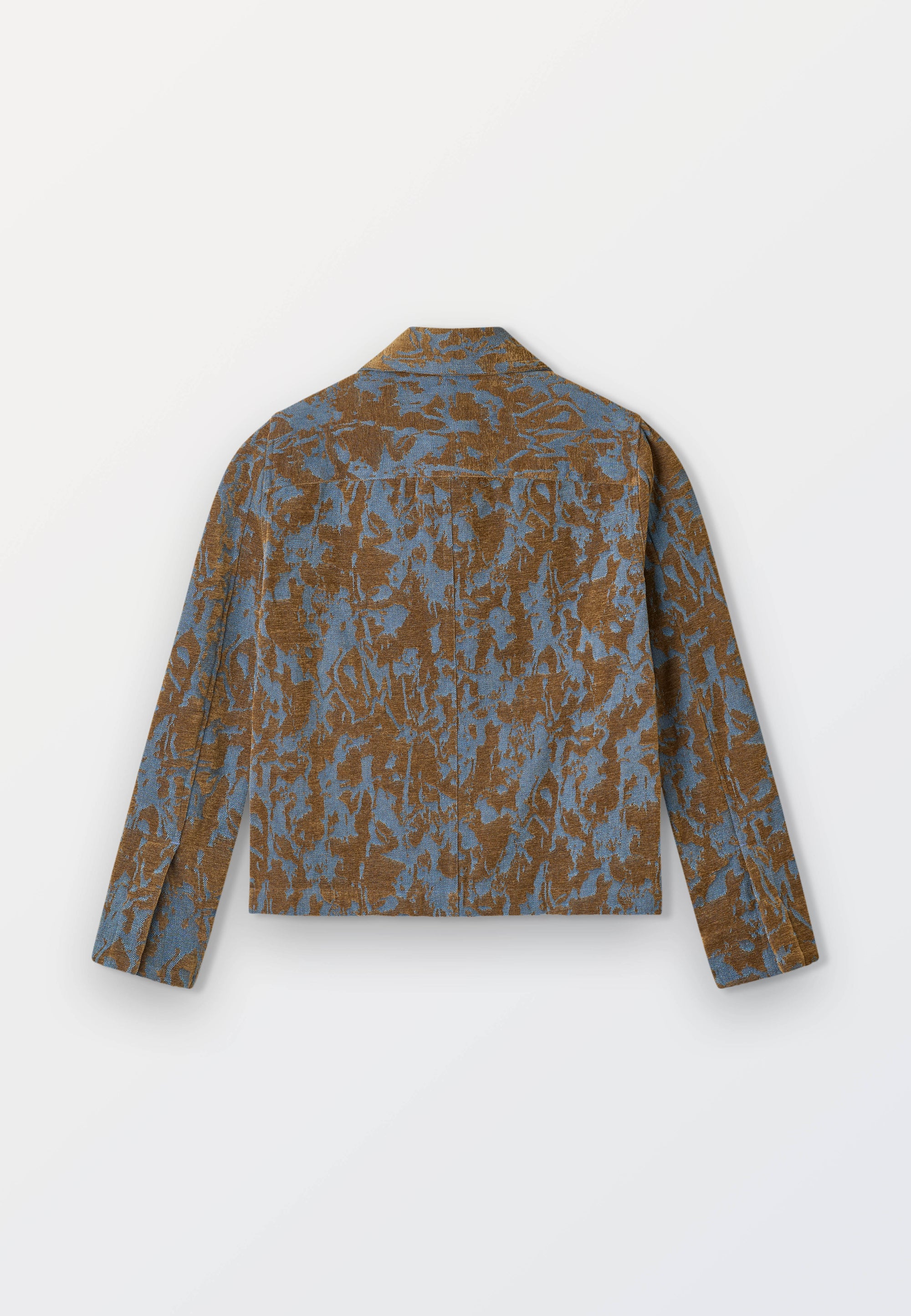 Women’s Velvet Jacquard Overshirt - Denim Blue _ Brown