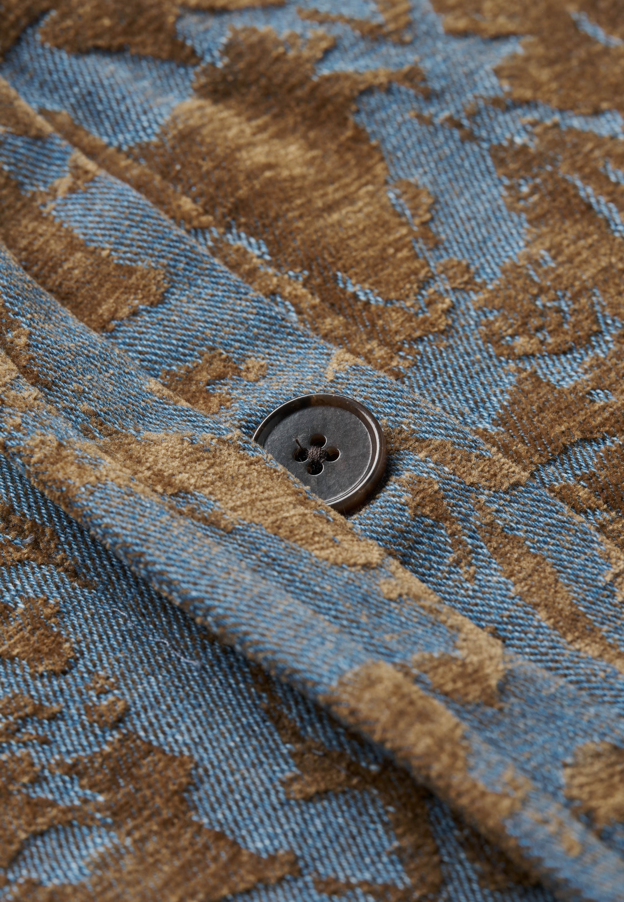 Women’s Velvet Jacquard Overshirt - Denim Blue _ Brown