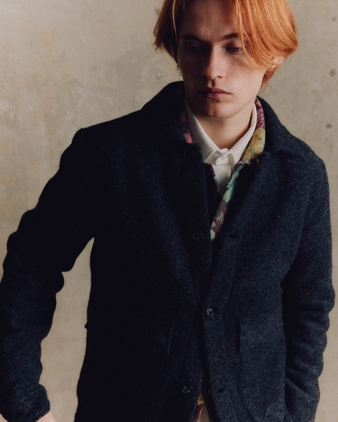 Boiled Wool Overshirt - Black